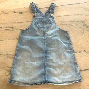 &Denim overall dress with heart detail. Super soft.